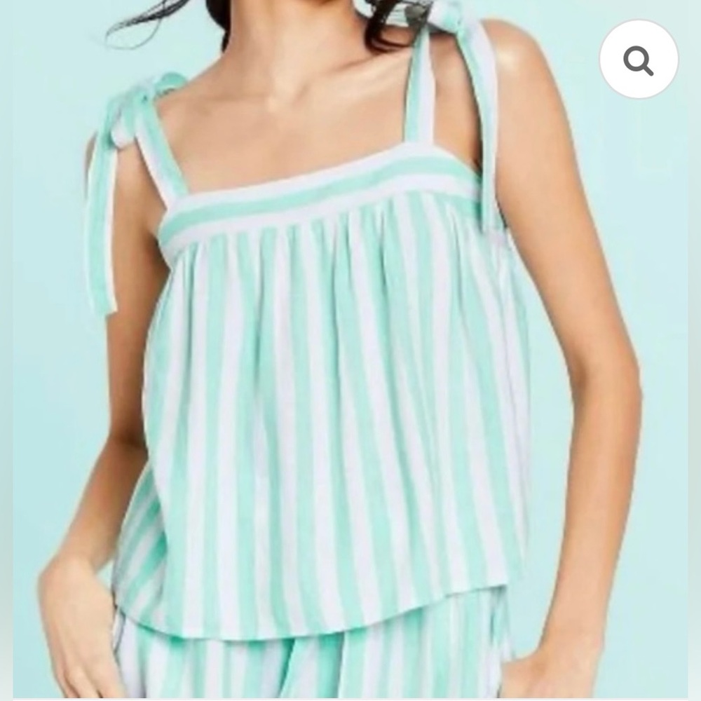 Stoney Clover Lane X Target Striped Tie Mint Green and White Top